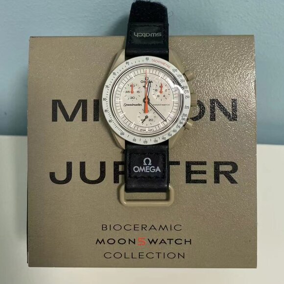 Swatch Black and Cream Chronograph Watch - Picture 1 of 6